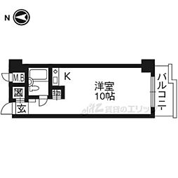 メゾンドール四条大宮 7階ワンルームの間取り