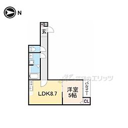 京阪本線 藤森駅 徒歩8分の賃貸アパート 3階1LDKの間取り
