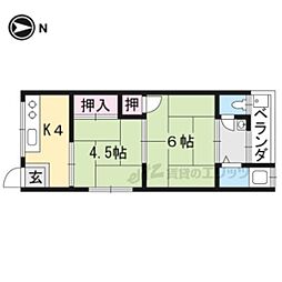 京阪本線 藤森駅 徒歩11分の賃貸アパート 2階2Kの間取り
