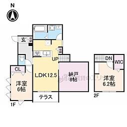 京都地下鉄東西線 蹴上駅 徒歩6分の賃貸アパート 1階2LDKの間取り