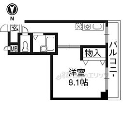 ボナール椥ノ辻 2階ワンルームの間取り