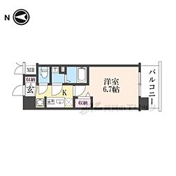 ソルテラス京都JUJO薫 5階1Kの間取り