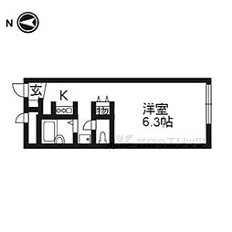 京都地下鉄東西線 醍醐駅 徒歩17分の賃貸アパート 1階1Kの間取り