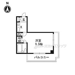 ライオンズマンション京都三条第2 6階1Kの間取り