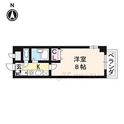 京阪本線 神宮丸太町駅 徒歩15分の賃貸マンション 1階1Kの間取り