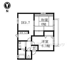 プランタン96 1階2DKの間取り