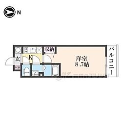 京都地下鉄東西線 山科駅 徒歩9分の賃貸マンション 3階1Kの間取り