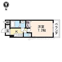 京都市営烏丸線 四条駅 徒歩5分の賃貸マンション 4階1Kの間取り