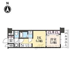 プレサンス十条凛華 2階1DKの間取り