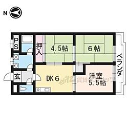 山本グランドハイツ 2階3DKの間取り