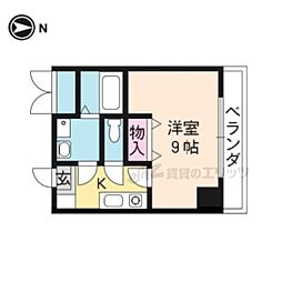 JR東海道・山陽本線 山科駅 徒歩2分の賃貸マンション 2階1Kの間取り