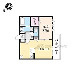 京都市営烏丸線 竹田駅 徒歩5分の賃貸アパート 2階1LDKの間取り