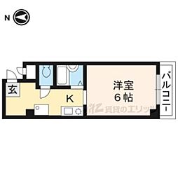 JR東海道・山陽本線 山科駅 徒歩8分の賃貸マンション 2階1Kの間取り