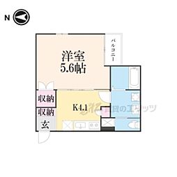 ウインドベル芦刈山 5階1Kの間取り