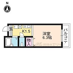 京阪本線 祇園四条駅 徒歩2分の賃貸マンション 4階1Kの間取り