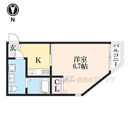 京阪本線 伏見桃山駅 徒歩5分の賃貸アパート 1階1Kの間取り