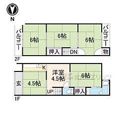 京都地下鉄東西線 東野駅 徒歩13分の賃貸一戸建て 1階6Kの間取り