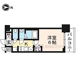プレサンスTHE KYOTO東福寺EAST 2階1Kの間取り