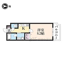 リアン藤森 地下1階1Kの間取り