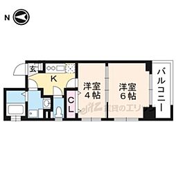 JR東海道・山陽本線 京都駅 徒歩9分の賃貸マンション 4階2Kの間取り