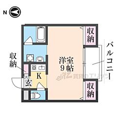 ラピス京都神宮道 6階1Kの間取り