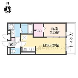 メルヴェーユ 1LDKの間取図画像