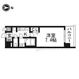 プレサンスTHEKYOTO流雅 1Kの間取図画像