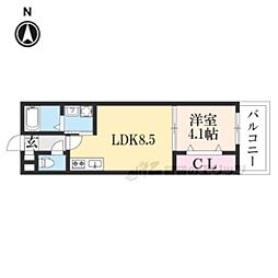 ジーメゾン山科マニフィコ 1LDKの間取図画像