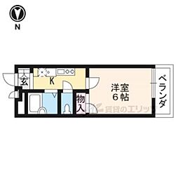 レオパレス伏見桃山 1Kの間取図画像