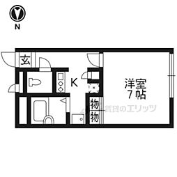 レオパレス万帖敷KKT 1Kの間取図画像