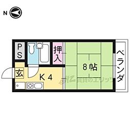 西浦マンション 1Kの間取図画像