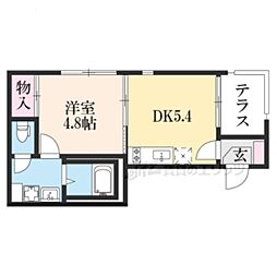 ハーモニーテラス竹田浄菩提院町 1DKの間取図画像