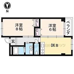 コーポラス伏見 2DKの間取図画像