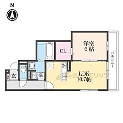 京都市伏見区景勝町アパート 1LDKの間取図画像