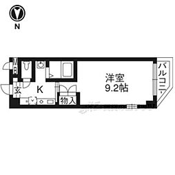 サンシード桃山 1Kの間取図画像