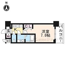 エスリード京都梅小路アヴェニテ 1Kの間取図画像