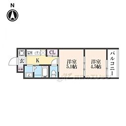 アドバンス京都リエートI 2Kの間取図画像