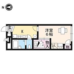 レオパレスシュン 1Kの間取図画像