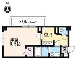 ソレイユ深草 1Kの間取図画像