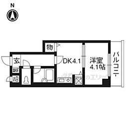 ライオンズマンション五条大宮第2 1Kの間取図画像