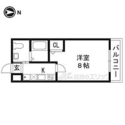 K'sメゾン御蔭 1Kの間取図画像