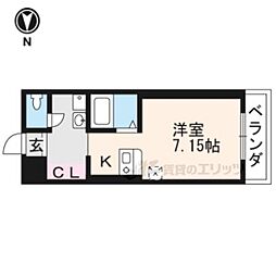 キャッスル京都南 1Kの間取図画像
