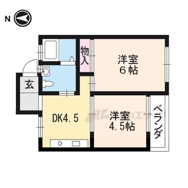 ロイヤルマンション 202｜京都府京都市山科区上花山坂尻(賃貸マンション2DK・2階・46.00㎡)の写真 その2