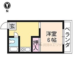 京福電気鉄道北野線 北野白梅町駅 徒歩8分の賃貸マンション 3階1Kの間取り