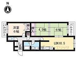 阪急嵐山線 上桂駅 徒歩13分の賃貸マンション 3階3LDKの間取り