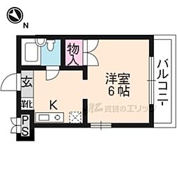 阪急嵐山線 嵐山駅 徒歩3分の賃貸マンション 4階1Kの間取り