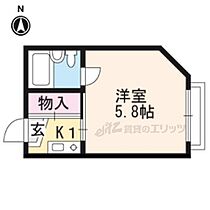 京都府京都市右京区谷口園町（賃貸マンション1K・2階・16.15㎡） その2