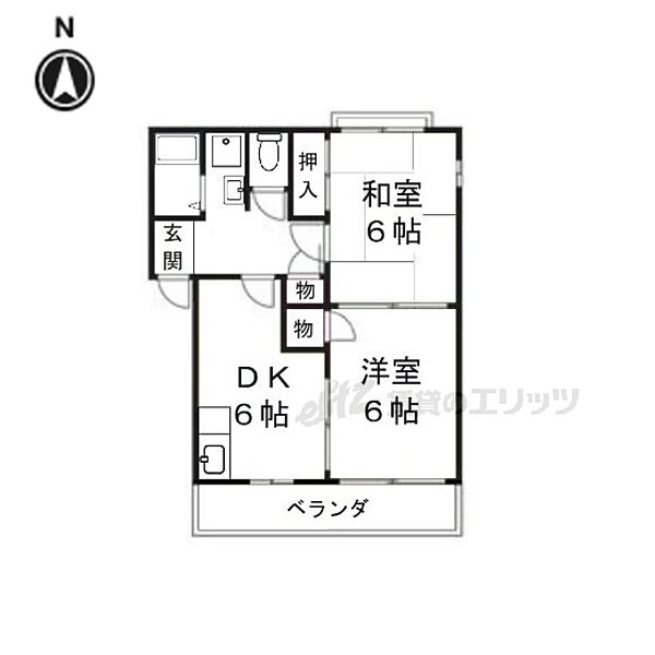 ドミールエーデン C108｜京都府京都市右京区太秦乾町(賃貸アパート2DK・1階・38.00㎡)の写真 その2