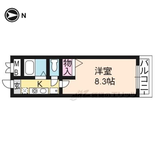 ビクトワール二条 406｜京都府京都市中京区聚楽廻南町(賃貸マンション1K・4階・22.38㎡)の写真 その2