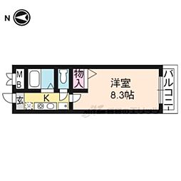 JR山陰本線 二条駅 徒歩6分の賃貸マンション 2階1Kの間取り